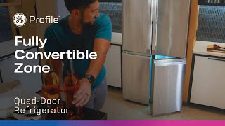 GE Appliances Quad Door Refrigerator Fully Convertible Temperature
