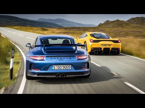 Thumbnail for Ferrari 458 Speciale vs Porsche 911 GT3 (2014) twin test review by Ferrari 458