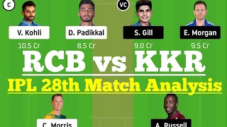 BLR vs KOL IPL 28th Match Dream11, RCB vs KKR Dream 11 Today Match, BLR vs KOL Dream11 IPL 2020