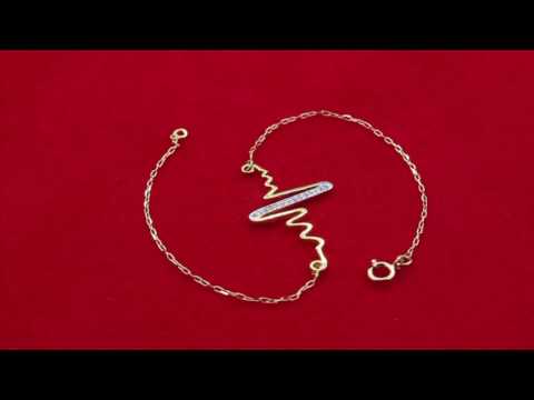 TELEIOS LUXE 18K GOLD 0.06CT DIAMONDS LIFE SIGN BRACELET - TL0000039