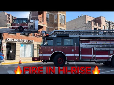 🔥FIRE IN HI-RISE🔥 Chicago fire department Engine 55 truck 44 Battalion 12 responding!