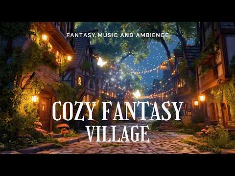 (NO MID-ROLL ADS) Cozy Fantasy Village at Night | Fantasy Music and Ambience 🍃🎶