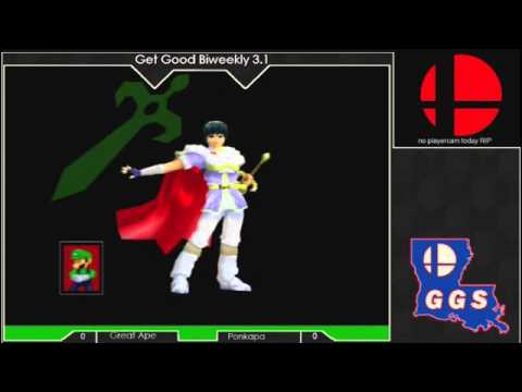 Get Good Biweekly 3.1 - Melee - Grape Ape (Luigi, Doc) vs. Ponkapa (Marth)