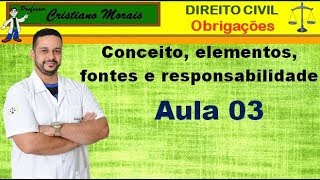 ⚖ Aula 03 Conceito, responsabilidade, elementos e fontes das obrigações - Direito das Obrigações