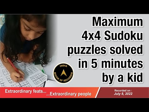 Maximum 4 x 4 Sudoku puzzles solved in 5 minutes by a kid