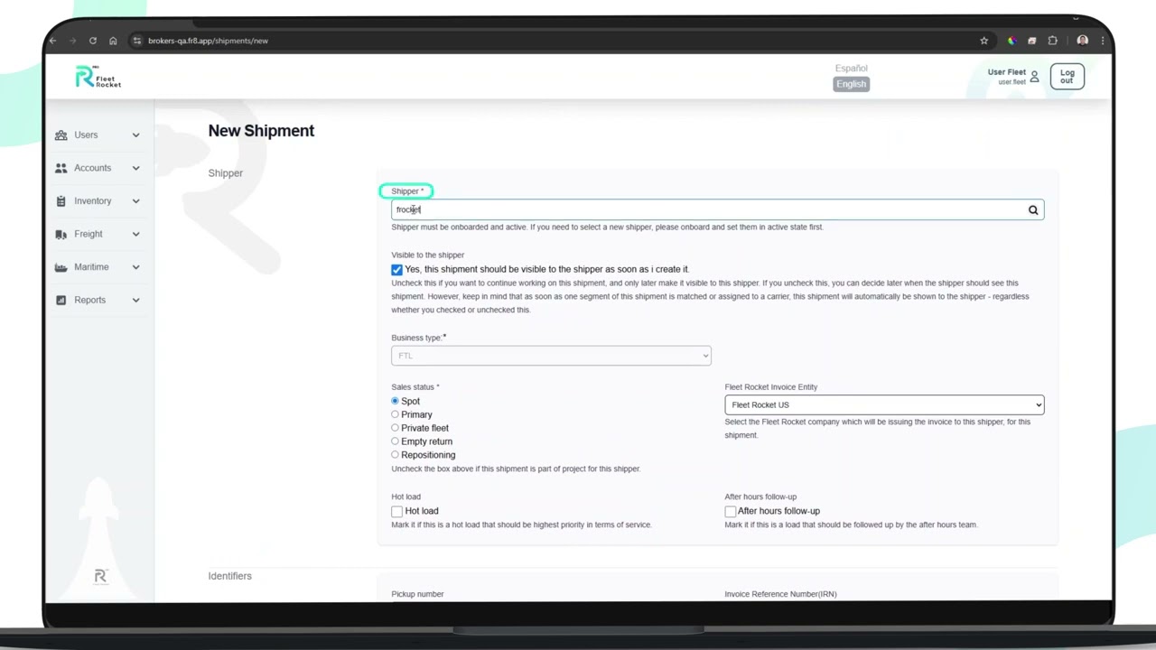 Shipment Creation | Fleet Rocket
