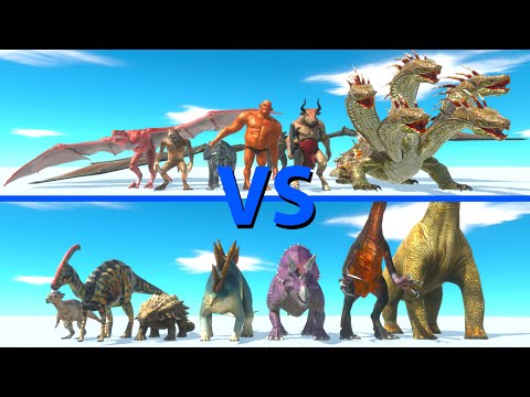FANTASY Team vs HERBIVORE DINOSAURS Team - Animal Revolt Battle Simulator