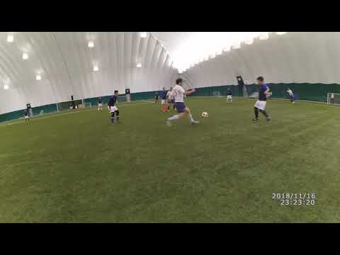 2018.11.16 (2 of 9) Indoor Soccer game 5 (AN) White 0-2 Blue (JL)