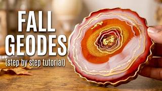 Try This Next! Diy Gorgeous Fall Colored Epoxy Geode Coasters (No Experience Needed!)