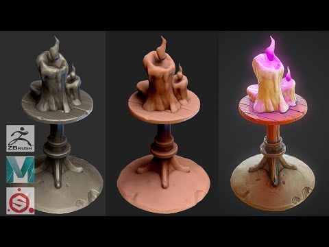 Zbrush 2019, Maya 2019, Substance Painter - Stylized Candles on Table