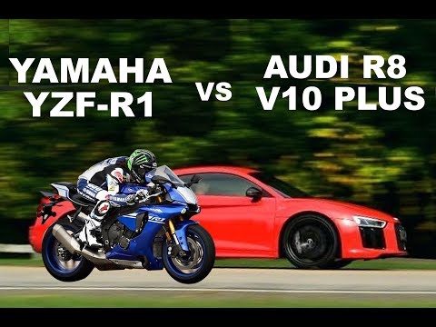 Yamaha YZF R1 vs Audi R8 V10 Plus-Drag Race Compare