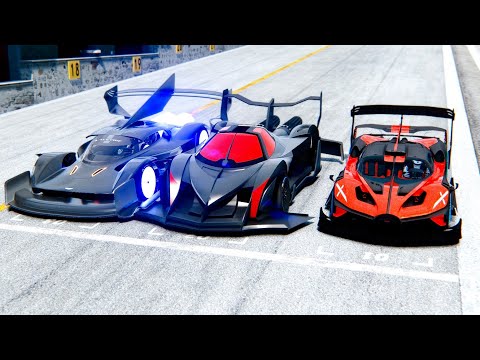 Bugatti Bolide GTR vs Devel Sixteen GTR-S vs Aston Martin Nightmare (Concept Car) - Ultimate Drag