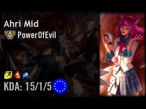 Ahri Mid vs Karma - PowerOfEvil - EUW Challenger Patch 6.14