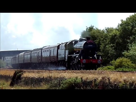 45690 'Leander' On The North Wales Coast Express Storming Past Valley 16/07/23