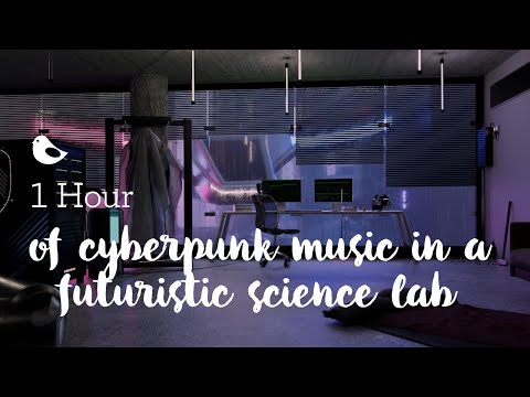 [ 1 HOUR ] Cyberpunk science laboratory ambience - soothing heavy rain with cyberpunk music