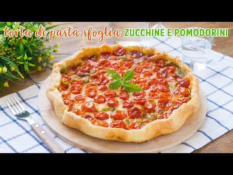 Torta di Pasta Sfoglia con Crema di Zucchine e Pomodorini - Ricetta Torta Salata - 55Winston55