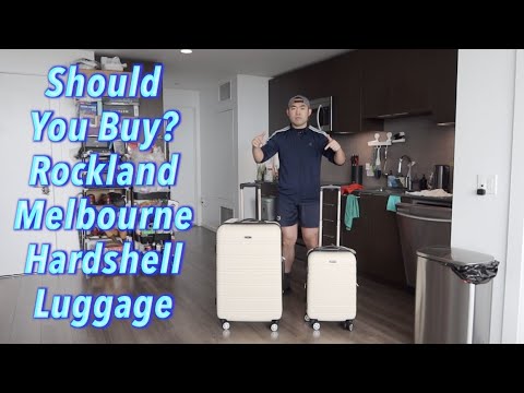 Rockland Melbourne Hardside Expandable Spinner Wheel Luggage, Checked Large 28", Purple video review thumbnail