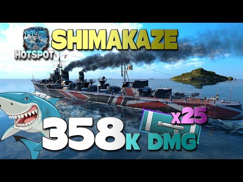 Destroyer Shimakaze on map Hotspot, 358k damage - World of Warships