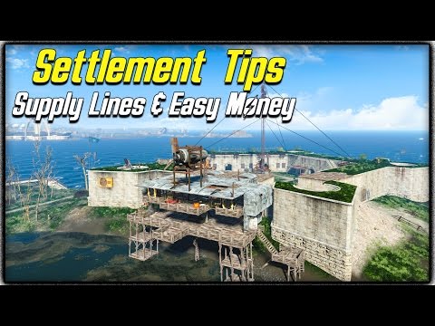 Fallout 4 Settlement Tips #2 - SUPPLY LINES EXPLAINED, BEST & EASIEST MONEY METHOD & MAX POPULATION!