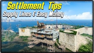Fallout 4 Settlement Tips #2 - SUPPLY LINES EXPLAINED, BEST & EASIEST MONEY METHOD & MAX POPULATION!