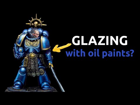 Glazing with OIL PAINTS? Painting Primaris Lieutenant Amulius Warhammer 40k oil painting tutorial