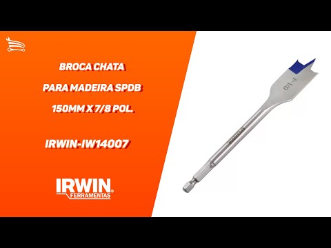 Broca Chata para Madeira SPDB  Longa de 406mm x 1/2 Pol. - Video