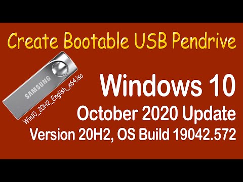 How to create/make Windows 10 version 20H2 (October 2020 update) bootable USB Pendrive on Windows 10