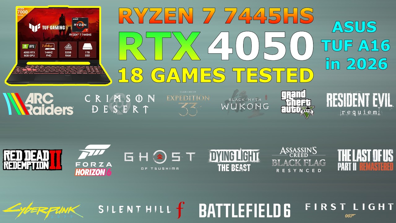 Miniatura da avaliação em vídeo de Notebook ASUS TUF Gaming A16 FA607NUQ-RL035 AMD Ryzen 7 RTX 4050 8GB 512GB Tela 16'' Cinza