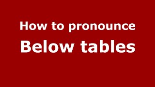 How to pronounce Below Tables
