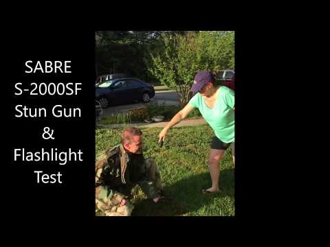 ★★★★★ Sabre Stun Gun Flashlight - How to Use PLUS Pepper Spray Distance Test from Self Defense