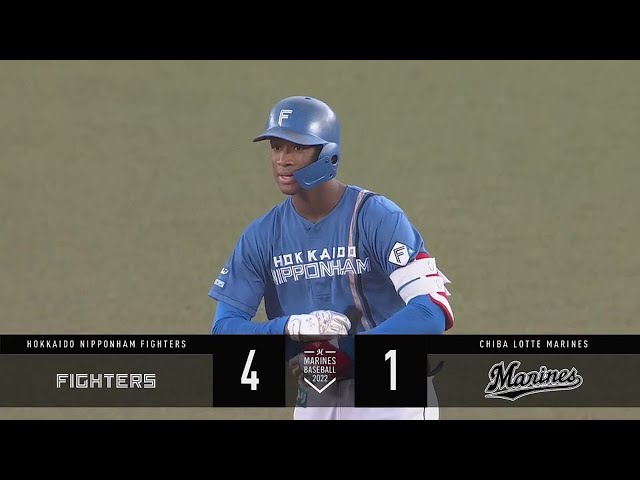 【3回表】攻撃の手を緩めない!! ファイターズ・万波中正 レフト線を襲うタイムリー2ベースヒットを放つ!! 2022年8月14日 千葉ロッテマリーンズ 対 北海道日本ハムファイターズ