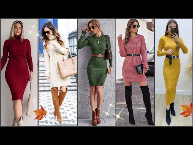 Vídeo relacionado con Ebifin Vestidos de Invierno para Mujer, de Cuello Redondo, Jersey Elegante de Manga Larga, Vestido de Línea A de Jersey, Vestido de Punto para Otoño., gris luminoso (ral 7035), XS