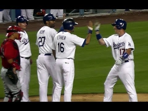 LA Dodgers A.J. Ellis Grand Slam at Dodger Stadium 3-29-13 First Game After Renovations