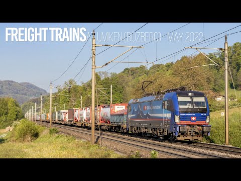 [4K60] Freight trains / Zugverkehr at Umiken, Switzerland - May 2022