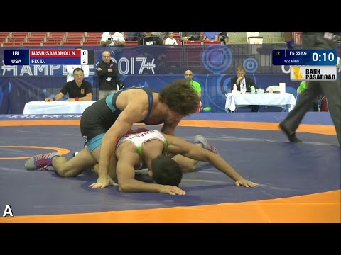 1/2 FS - 55 kg: D. FIX (USA) df. N. NASRISAMAKOU (IRI) by VSU, 10-0