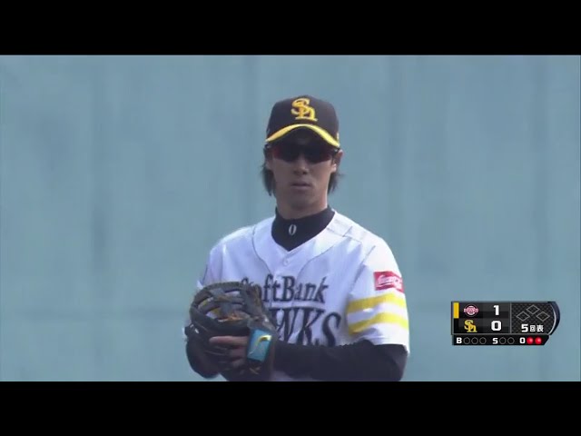 【みやざきベースボールゲームズ】ホークス・高田 気合い溢れる横っ跳びでダブルプレー!! 2018/3/1 H-斗山