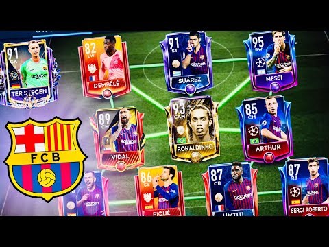 FIFA MOBILE 19! BEST BARCELONA TEAM With Icon Ronaldinho, Messi ,TOTY Masters, Ter Stegen,Suarez Video