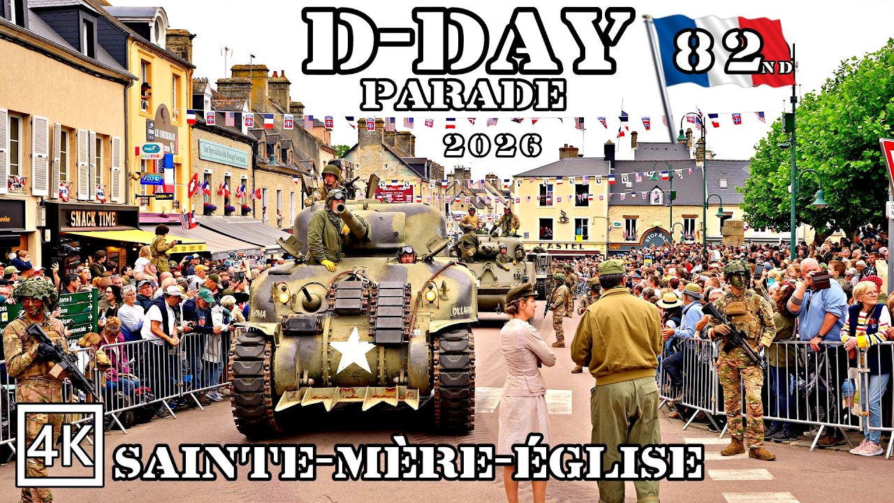 Grand Military Parade Sainte-Mère-Église | 🇫🇷 82nd D-DAY | Normandy France 4K 60 fps