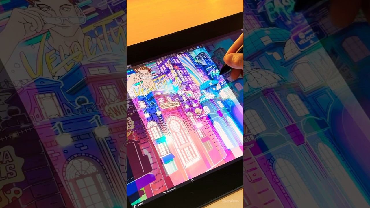 City Lights in #blender3d with #grease pencil 🌃