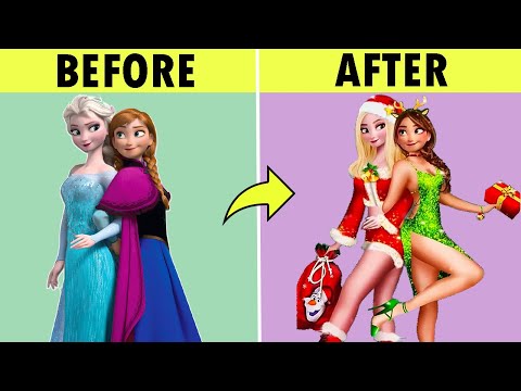 FROZEN: ELSA AND ANNA GLOW UP IN NOEL | Disney Princesses Transformation - CARTOON ART