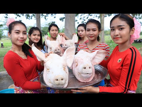 Wow amazing cooking head pork belly recipe with my family