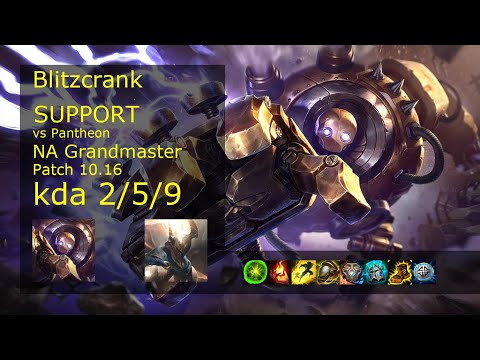 Blitzcrank Support & Caitlyn vs Pantheon & Ashe - NA Grandmaster 2/5/9 Patch 10.16 Gameplay