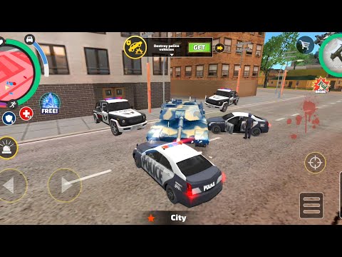 ROPE HERO VICE TOWN (TANK VS POLICE) DESTROY POLICE VEHICLES - ANDROID GAMEPLAY