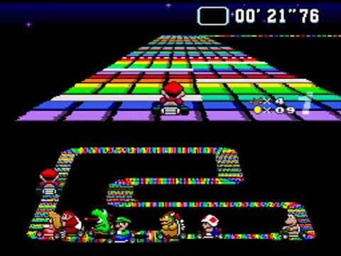 Super Mario Kart Gameplay - Special Cup: Rainbow Road and Ending