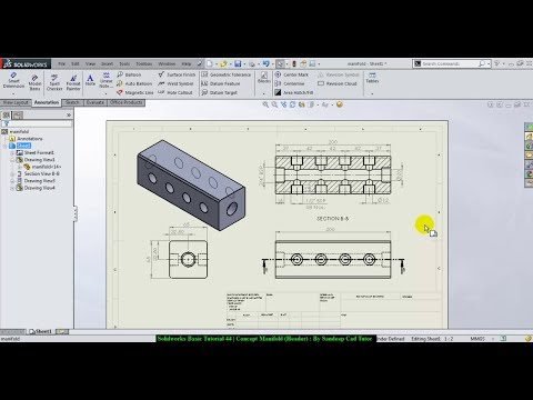 Solidworks basic tutorial 44/ concept drawing of hyd. manifo...