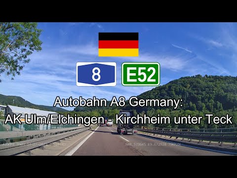 Germany Autobahn A8: AK Ulm/Elchingen - Albabstieg - Kirchheim unter Teck