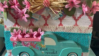 DIY easy craft - cute spring mod podge, truck and rag bow!
