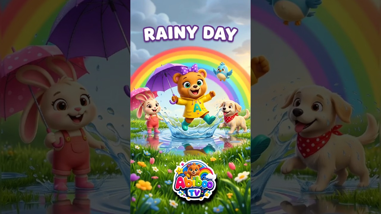 Rainy Day Song 🌧️🌈| Splash in Puddles with Abiboo | Nursery Rhymes for Toddlers