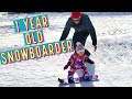 1 YEAR OLD SNOWBOARDER THE FIRST VIDEO WE EVER MADE OF CASHY RIDING