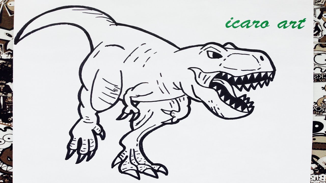 Como dibujar al tiranosaurio rex | how to draw tyrannosaurus rex